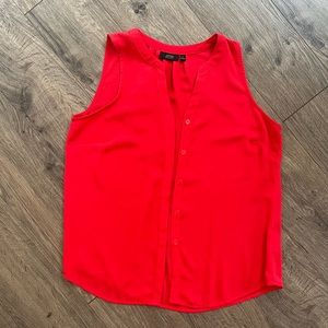 Silky Red Sleeveless Blouse